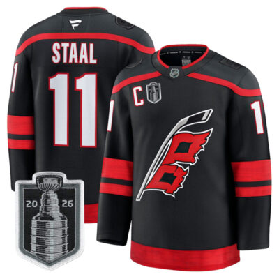 Men's Carolina Hurricanes 2026 Stanley Cup Champions Premium Jersey - Black / Jordan Staal