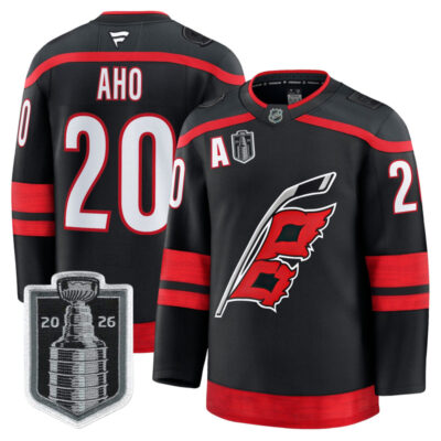 Men's Carolina Hurricanes 2026 Stanley Cup Champions Premium Jersey - Black / Sebastian Aho