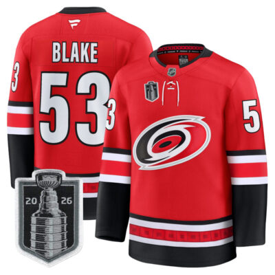 Men's Carolina Hurricanes 2026 Stanley Cup Champions Premium Jersey - Red / Jackson Blake