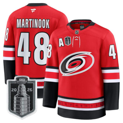 Men's Carolina Hurricanes 2026 Stanley Cup Champions Premium Jersey - Red / Jordan Martinook