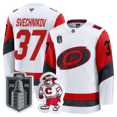 Men's Carolina Hurricanes 2026 Stanley Cup Champions Premium Jersey - White / Andrei Svechnikov