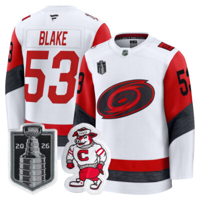 Men's Carolina Hurricanes 2026 Stanley Cup Champions Premium Jersey - White / Jackson Blake