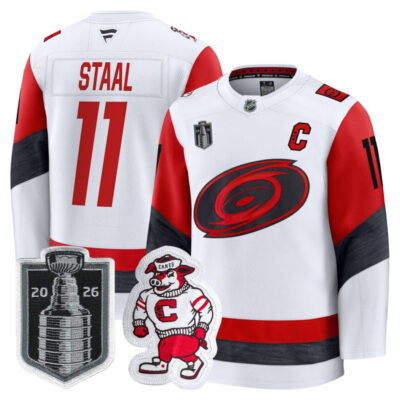 Men's Carolina Hurricanes 2026 Stanley Cup Champions Premium Jersey - White / Jordan Staal