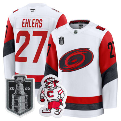 Men's Carolina Hurricanes 2026 Stanley Cup Champions Premium Jersey - White / Nikolaj Ehlers
