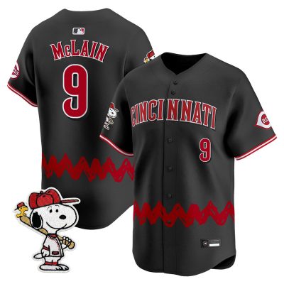 Men's Cincinnati Reds x Peanuts Vapor Premier Limited Jersey - Stitched - Black / Matt Mclain