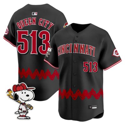 Men's Cincinnati Reds x Peanuts Vapor Premier Limited Jersey - Stitched - Black / Queen City 513