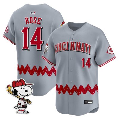 Men's Cincinnati Reds x Peanuts Vapor Premier Limited Jersey - Stitched - Gray / Pete Rose