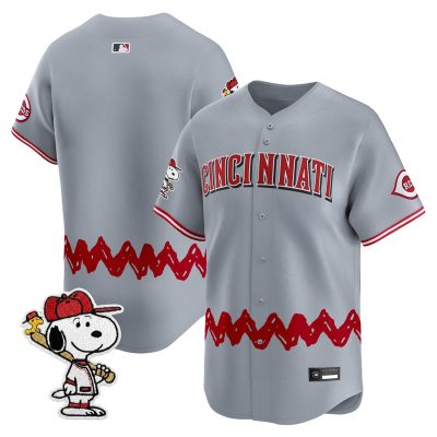 Men's Cincinnati Reds x Peanuts Vapor Premier Limited Jersey - Stitched - Gray / Team