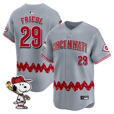 Men's Cincinnati Reds x Peanuts Vapor Premier Limited Jersey - Stitched - Gray / Tj Friedl