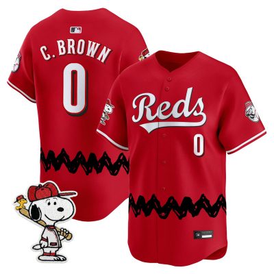 Men's Cincinnati Reds x Peanuts Vapor Premier Limited Jersey - Stitched - Red / Charlie Brown