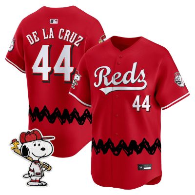Men's Cincinnati Reds x Peanuts Vapor Premier Limited Jersey - Stitched - Red / Elly De La Cruz