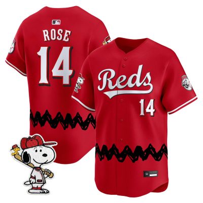 Men's Cincinnati Reds x Peanuts Vapor Premier Limited Jersey - Stitched - Red / Pete Rose