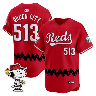 Men's Cincinnati Reds x Peanuts Vapor Premier Limited Jersey - Stitched - Red / Queen City 513