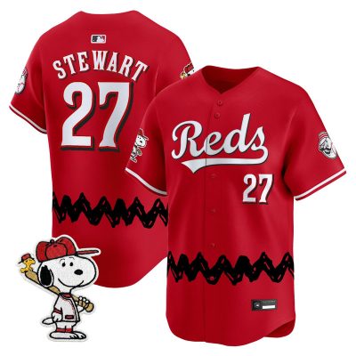 Men's Cincinnati Reds x Peanuts Vapor Premier Limited Jersey - Stitched - Red / Sal Stewart