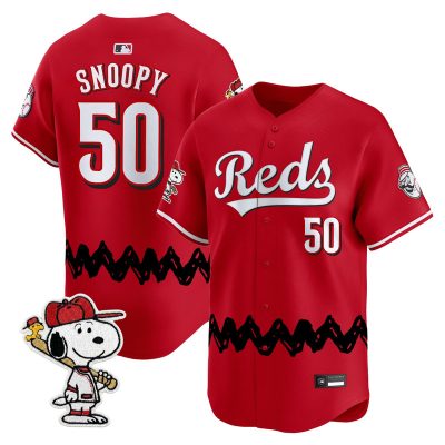 Men's Cincinnati Reds x Peanuts Vapor Premier Limited Jersey - Stitched - Red / Snoopy