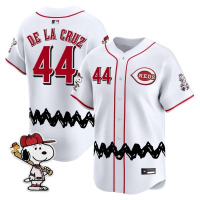 Men's Cincinnati Reds x Peanuts Vapor Premier Limited Jersey - Stitched - White / Elly De La Cruz