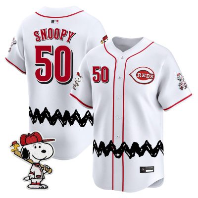Men's Cincinnati Reds x Peanuts Vapor Premier Limited Jersey - Stitched - White / Snoopy