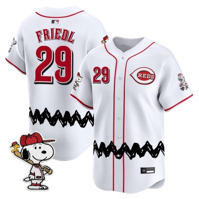 Men's Cincinnati Reds x Peanuts Vapor Premier Limited Jersey - Stitched - White / Tj Friedl