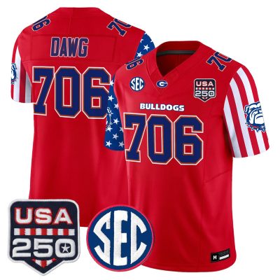 Men's Georgia Bulldogs "America 250 Edition" Vapor Limited Jersey - Red / Dawg 706