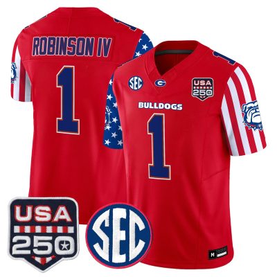 Men's Georgia Bulldogs "America 250 Edition" Vapor Limited Jersey - Red / Ellis Robinson IV