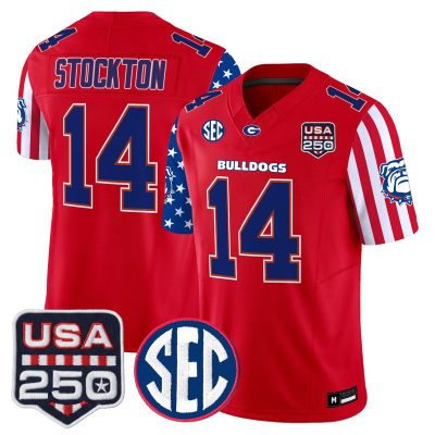 Men's Georgia Bulldogs "America 250 Edition" Vapor Limited Jersey - Red / Gunner Stockton