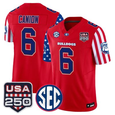 Men's Georgia Bulldogs "America 250 Edition" Vapor Limited Jersey - Red / Isiah Canion