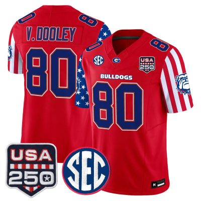 Men's Georgia Bulldogs "America 250 Edition" Vapor Limited Jersey - Red / Vince Dooley