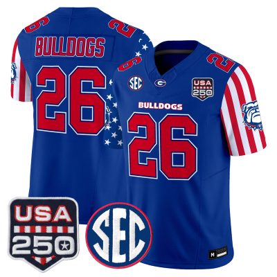 Men's Georgia Bulldogs "America 250 Edition" Vapor Limited Jersey - Royal / #26 Bulldogs