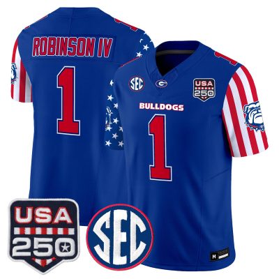 Men's Georgia Bulldogs "America 250 Edition" Vapor Limited Jersey - Royal / Ellis Robinson IV