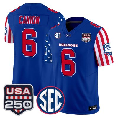 Men's Georgia Bulldogs "America 250 Edition" Vapor Limited Jersey - Royal / Isiah Canion