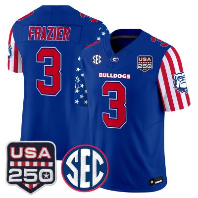 Men's Georgia Bulldogs "America 250 Edition" Vapor Limited Jersey - Royal / Nate Frazier