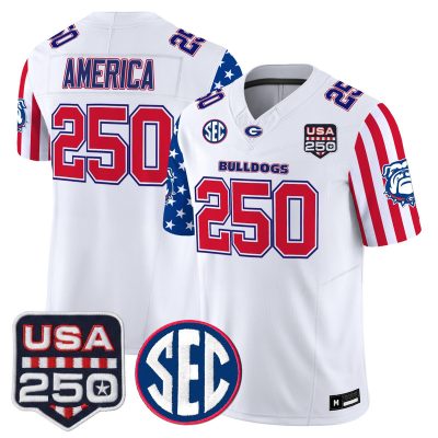 Men's Georgia Bulldogs "America 250 Edition" Vapor Limited Jersey - White / #250America