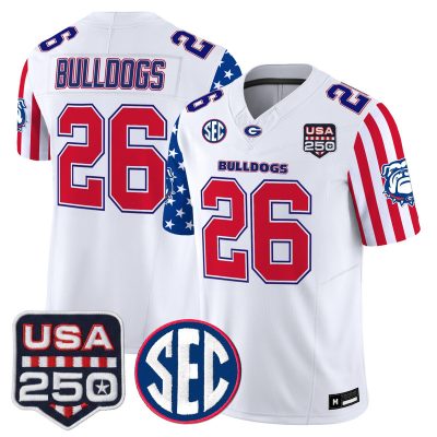 Men's Georgia Bulldogs "America 250 Edition" Vapor Limited Jersey - White / #26 Bulldogs