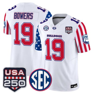 Men's Georgia Bulldogs "America 250 Edition" Vapor Limited Jersey - White / Brock Bowers