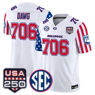 Men's Georgia Bulldogs "America 250 Edition" Vapor Limited Jersey - White / Dawg 706