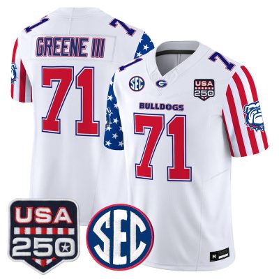 Men's Georgia Bulldogs "America 250 Edition" Vapor Limited Jersey - White / Earnest Greene III