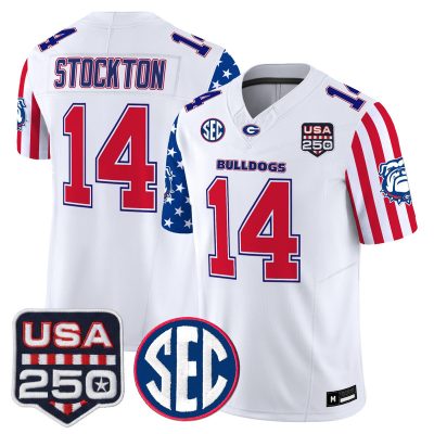 Men's Georgia Bulldogs "America 250 Edition" Vapor Limited Jersey - White / Gunner Stockton