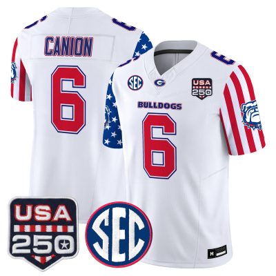 Men's Georgia Bulldogs "America 250 Edition" Vapor Limited Jersey - White / Isiah Canion