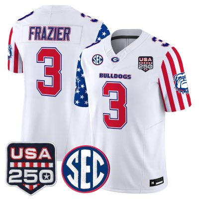 Men's Georgia Bulldogs "America 250 Edition" Vapor Limited Jersey - White / Nate Frazier