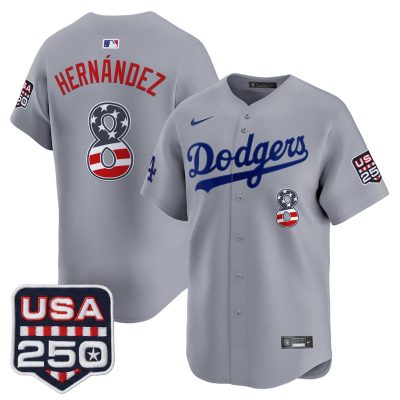 Men's Los Angeles Dodgers USA 250 Fourth of July Vapor Premier Limited Jersey - Gray / Kike Hernandez