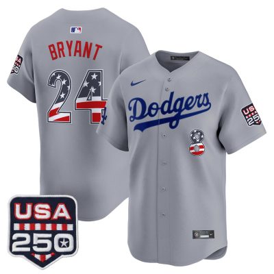 Men's Los Angeles Dodgers USA 250 Fourth of July Vapor Premier Limited Jersey - Gray / Kobe Bryant