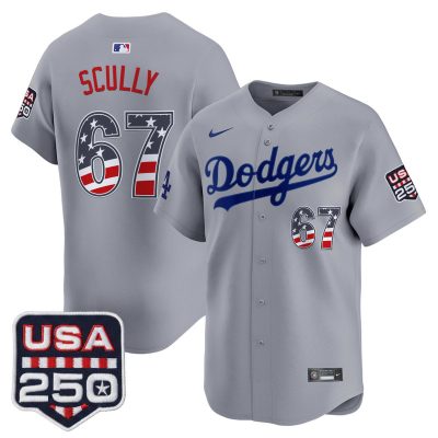 Men's Los Angeles Dodgers USA 250 Fourth of July Vapor Premier Limited Jersey - Gray / Vin Scully