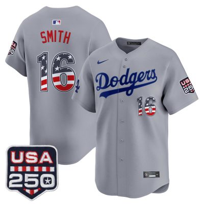 Men's Los Angeles Dodgers USA 250 Fourth of July Vapor Premier Limited Jersey - Gray / Will Smith