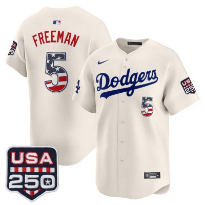 Men's Los Angeles Dodgers USA 250 Fourth of July Vapor Premier Limited Jersey - Liberty Cream / Freddie Freeman