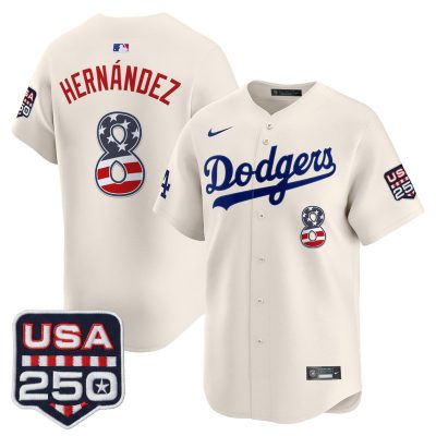 Men's Los Angeles Dodgers USA 250 Fourth of July Vapor Premier Limited Jersey - Liberty Cream / Kike Hernandez