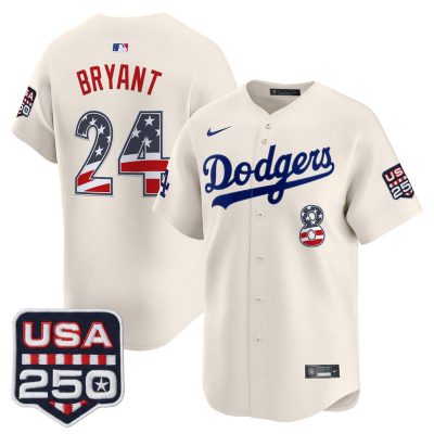 Men's Los Angeles Dodgers USA 250 Fourth of July Vapor Premier Limited Jersey - Liberty Cream / Kobe Bryant