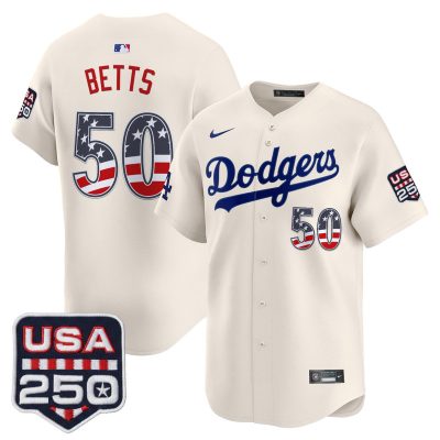 Men's Los Angeles Dodgers USA 250 Fourth of July Vapor Premier Limited Jersey - Liberty Cream / Mookie Betts