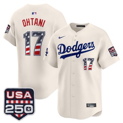 Men's Los Angeles Dodgers USA 250 Fourth of July Vapor Premier Limited Jersey - Liberty Cream / Shohei Ohtani
