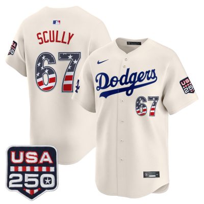 Men's Los Angeles Dodgers USA 250 Fourth of July Vapor Premier Limited Jersey - Liberty Cream / Vin Scully