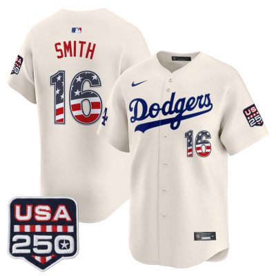 Men's Los Angeles Dodgers USA 250 Fourth of July Vapor Premier Limited Jersey - Liberty Cream / Will Smith